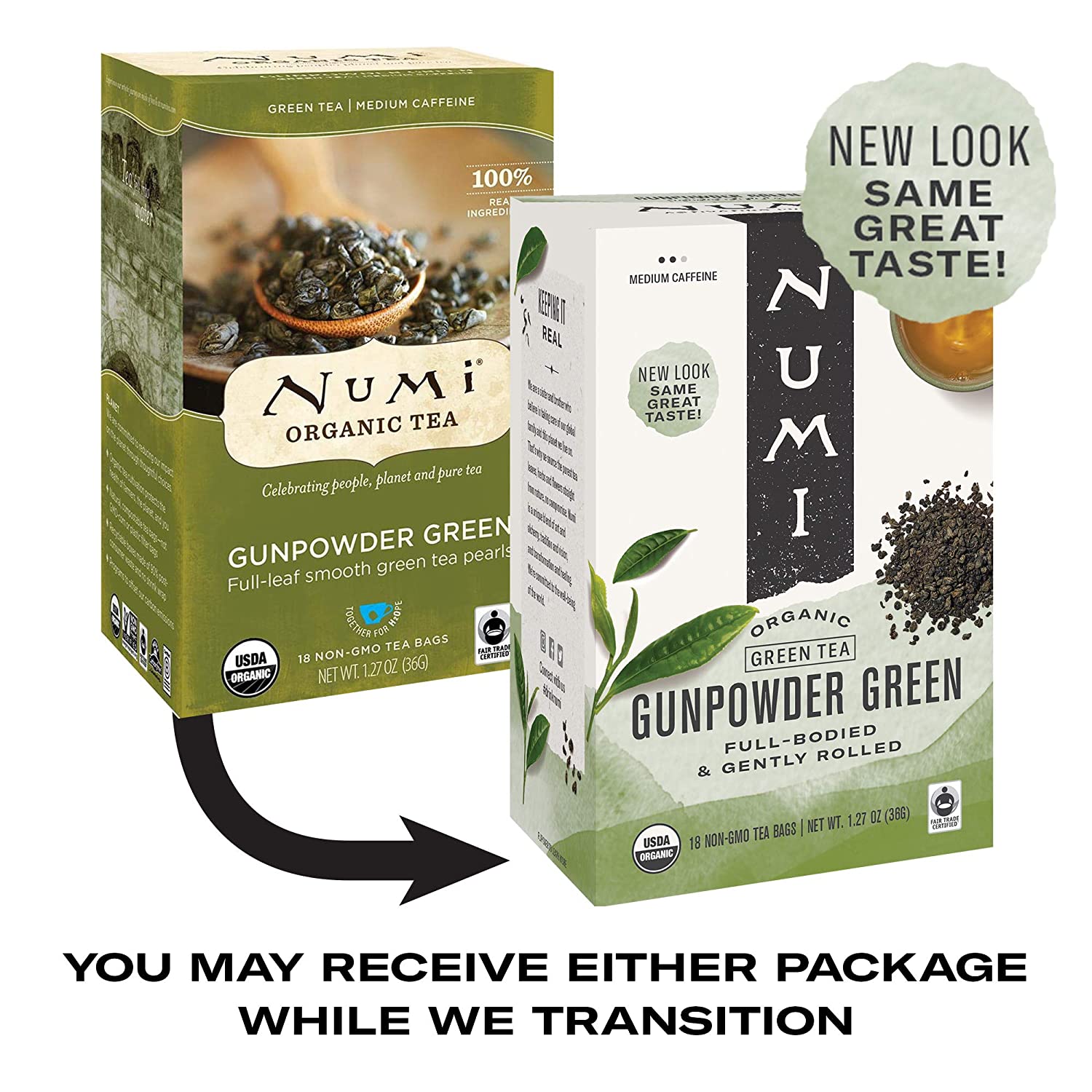 Numi Tea - Box of 18 Single Serve Packets: Gunpowder Green