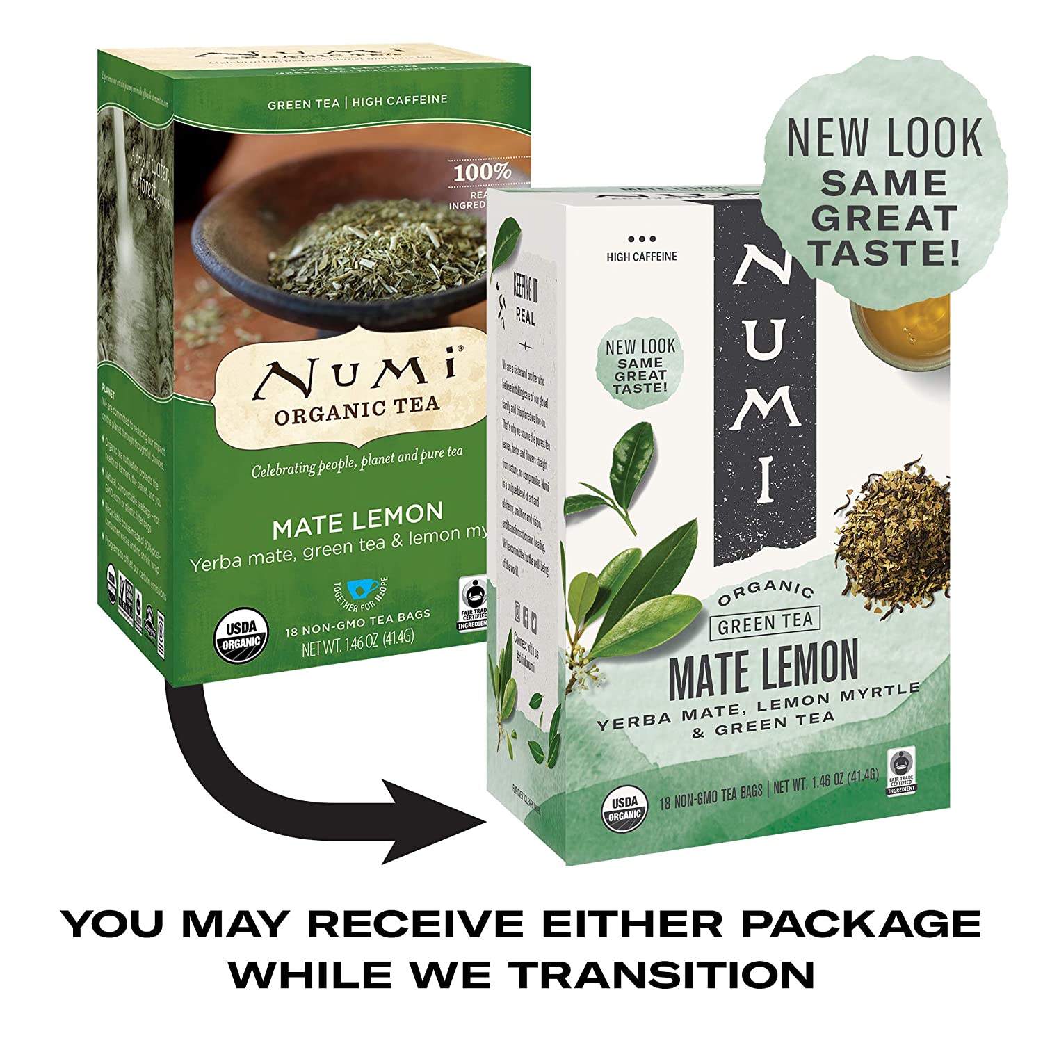 Numi Tea - Box of 18 Single Serve Packets: Mate Lemon-2