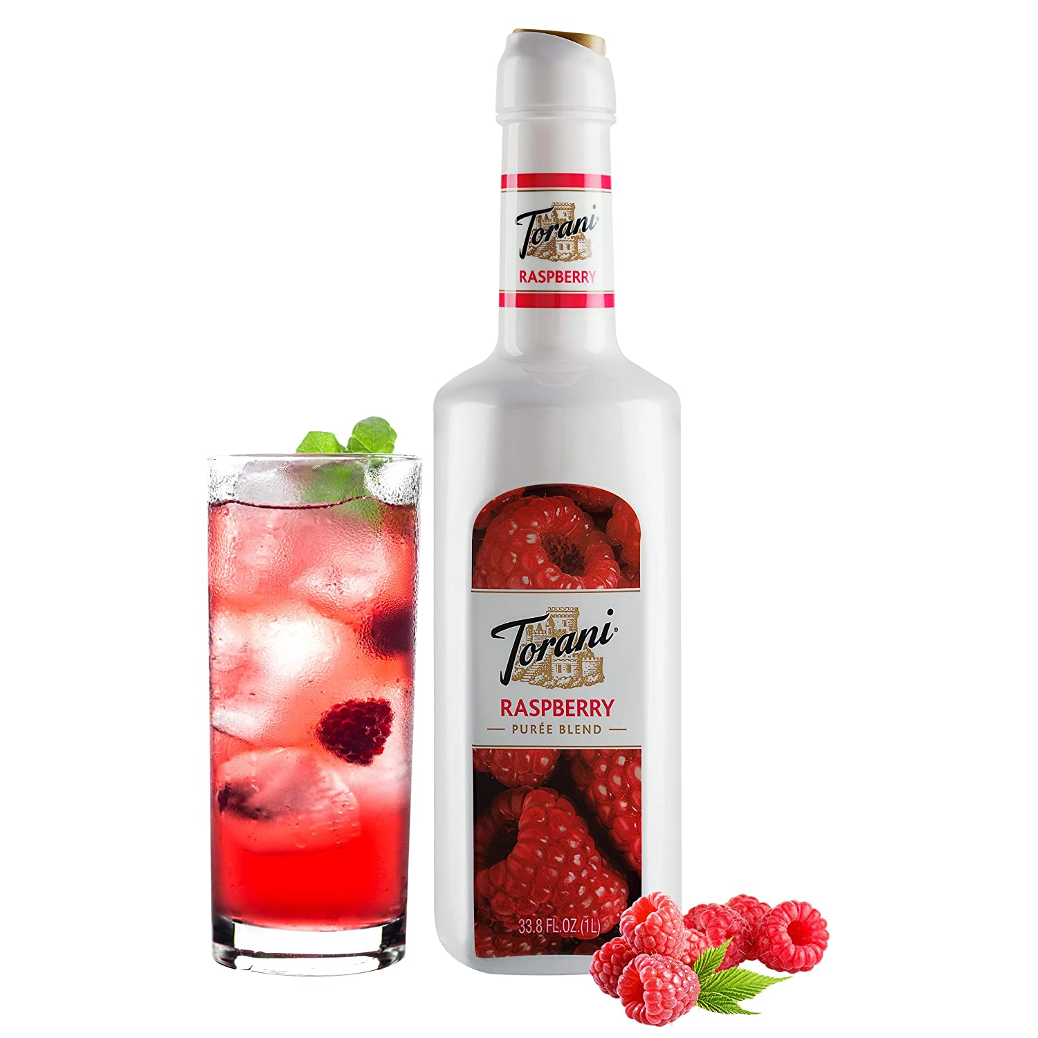 Torani Puree Blend: 1L Bottle: Raspberry