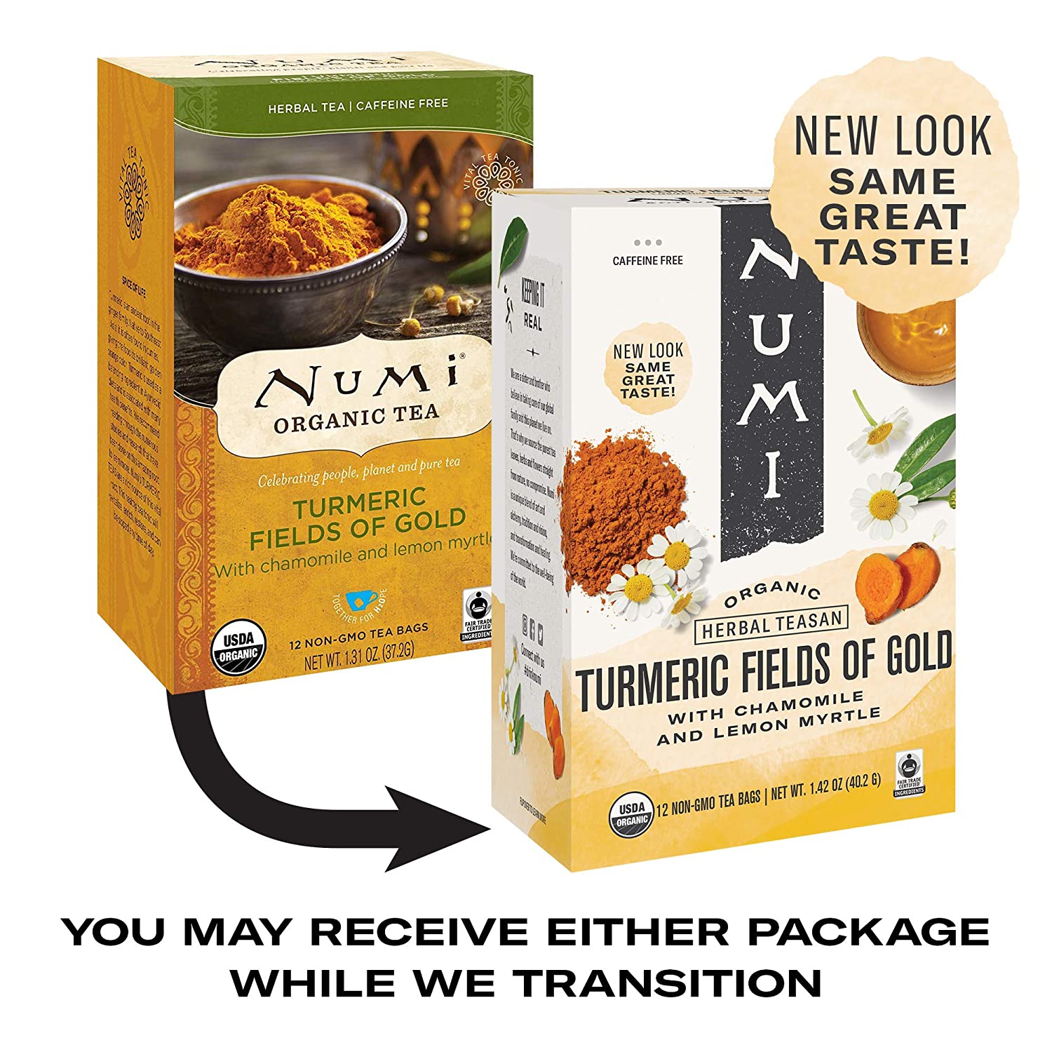 Numi Organic Turmeric Tea - Box of 12 Tea Bags: Fields of Gold-2