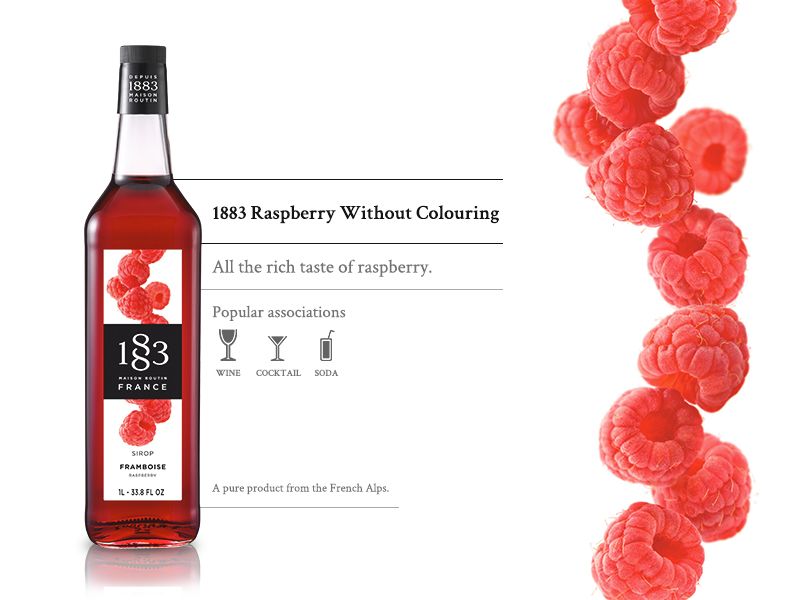 1883 Classic Flavored Syrups - 1L Plastic Bottle: Raspberry without Coloring