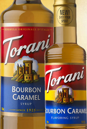 Torani Classic Flavored Syrups - 750 ml Glass Bottle: Burbon Caramel