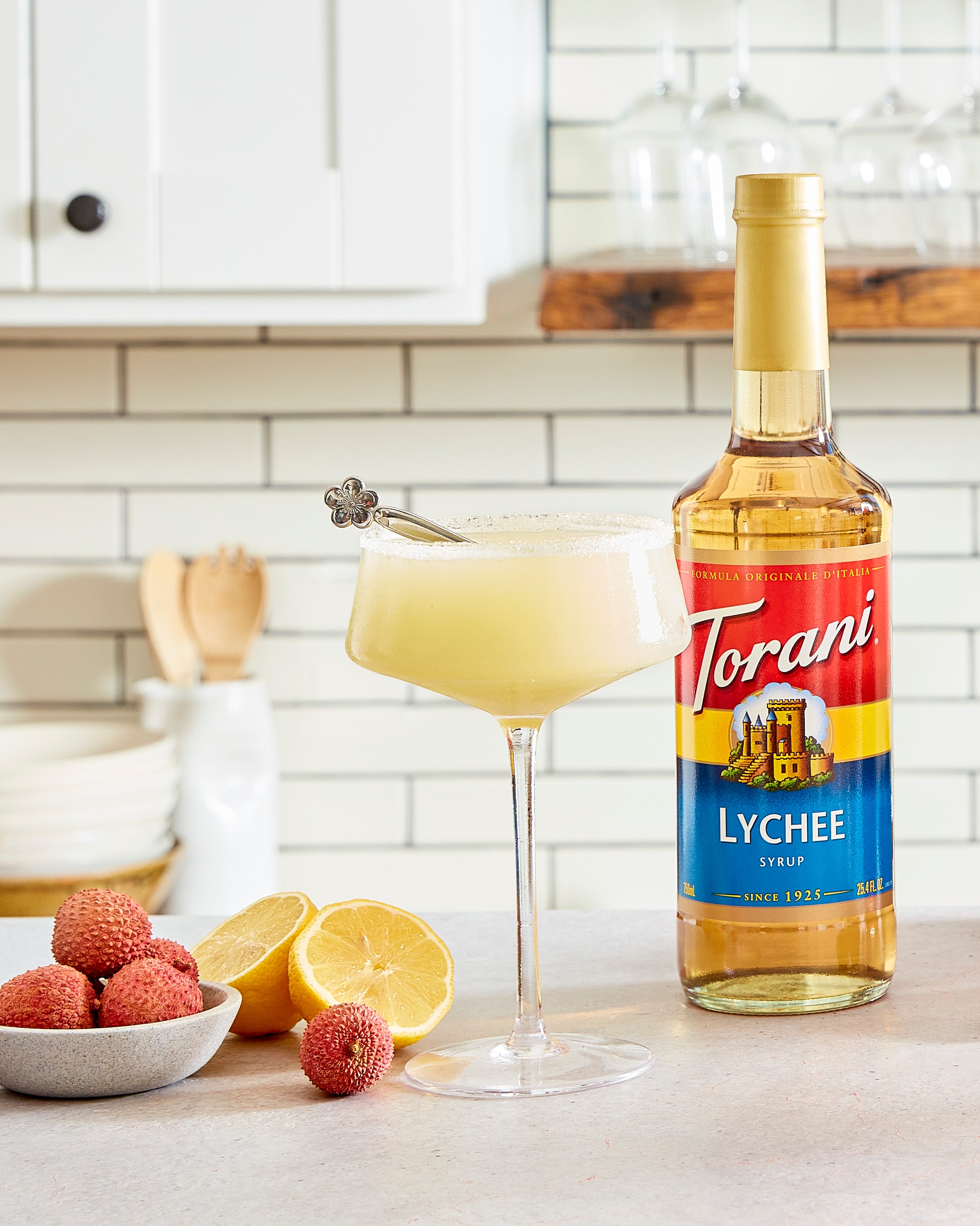 Torani Classic Flavored Syrups - 750 ml Glass Bottle: Lychee