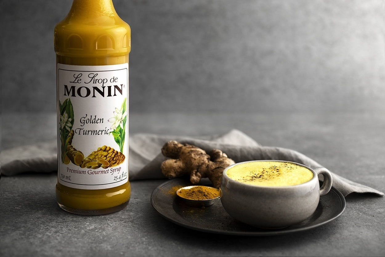 Monin Classic Flavored Syrups - 750 ml. Glass Bottle: Golden Turmeric