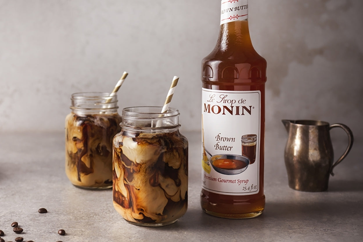 Monin Classic Flavored Syrups - 750 ml. Glass Bottle: Brown Butter