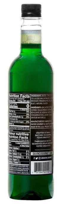 Davinci Sugar Free Flavored Syrups - 750 ml. Plastic Bottle: Lime
