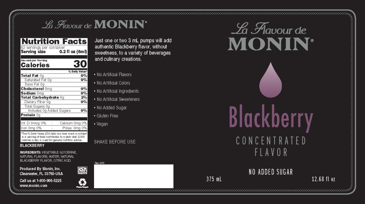 Monin Concentrated Flavor - 375 mL Plasic Bottle: Blackberry