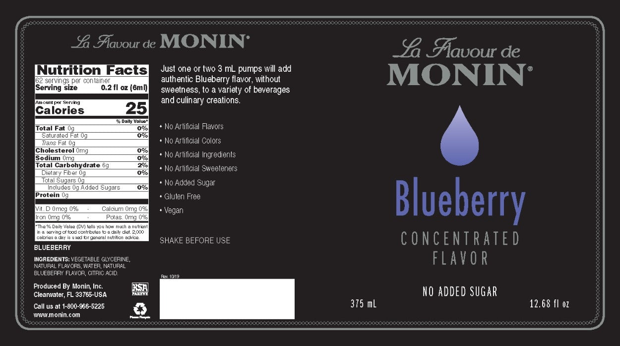 Monin Concentrated Flavor - 375 mL Plasic Bottle: Blueberry