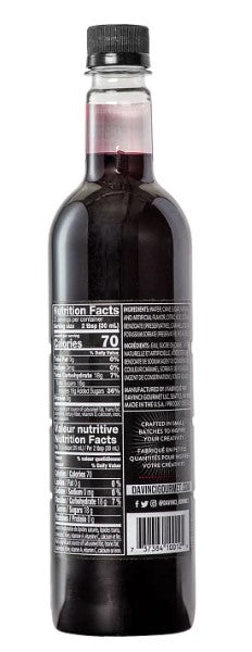 Davinci Classic Flavored Syrups - 750 ml. Plastic Bottle: Blackberry
