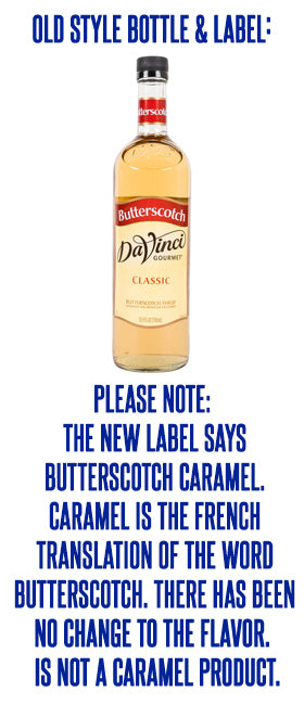 Davinci Classic Flavored Syrups - 750 ml. Plastic Bottle: Butterscotch
