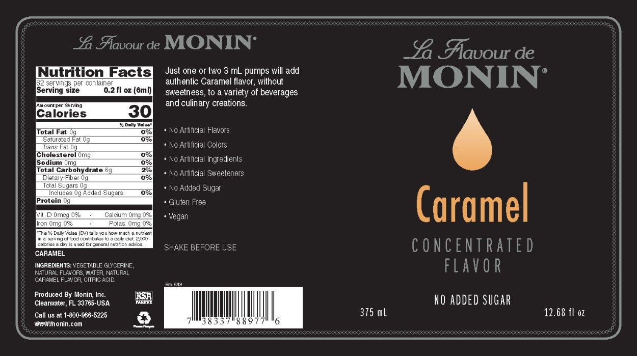 Monin Concentrated Flavor - 375 mL Plasic Bottle: Caramel