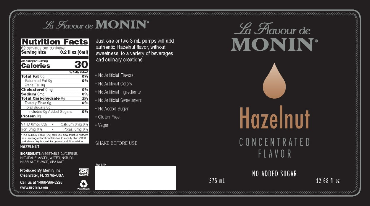 Monin Concentrated Flavor - 375 mL Plasic Bottle: Hazelnut