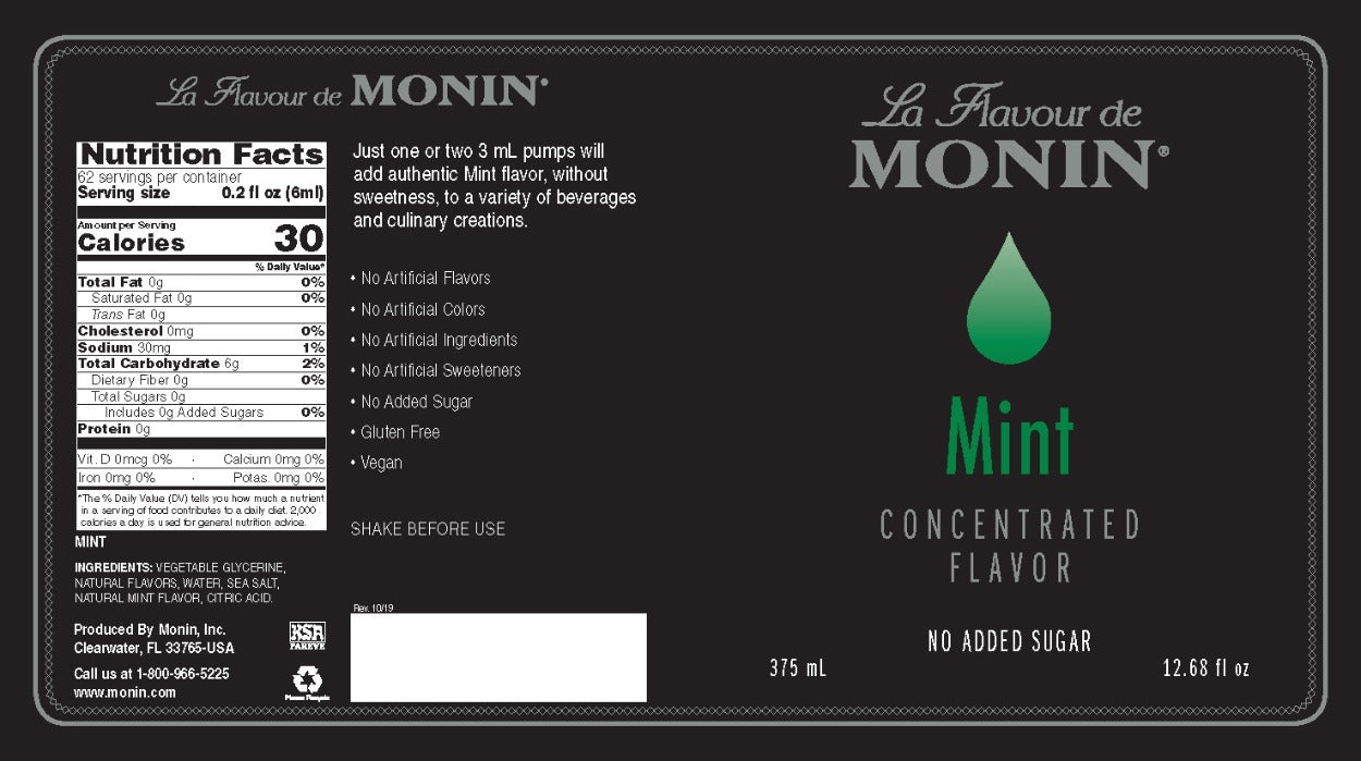 Monin Concentrated Flavor - 375 mL Plasic Bottle: Mint