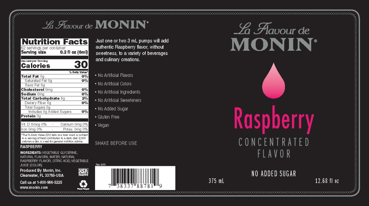 Monin Concentrated Flavor - 375 mL Plasic Bottle: Raspberry