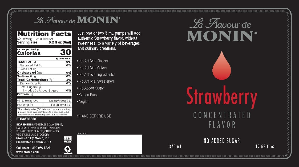 Monin Concentrated Flavor - 375 mL Plasic Bottle: Strawberry