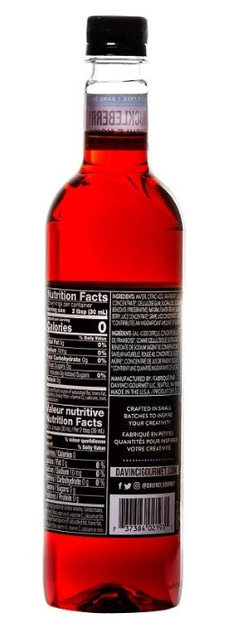 Davinci Sugar Free Flavored Syrups - 750 ml. Plastic Bottle: Huckleberry