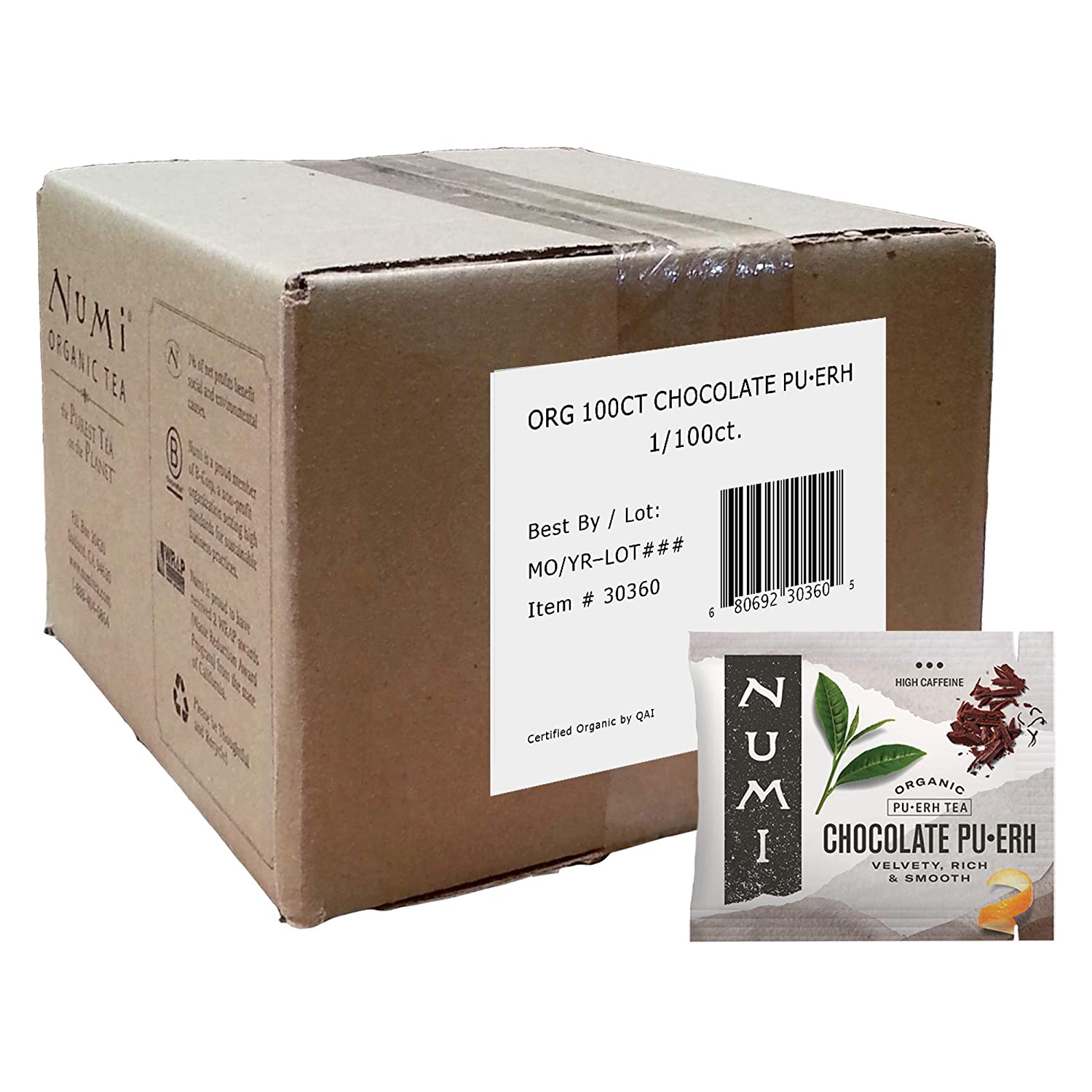 Numi Chocolate Pu-erh Organic Tea - 100 ct bulk box-2