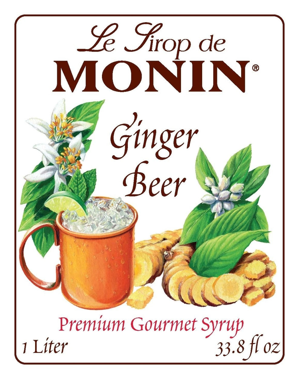 Monin Classic Syrup - 1L Plastic Bottle: Ginger Beer
