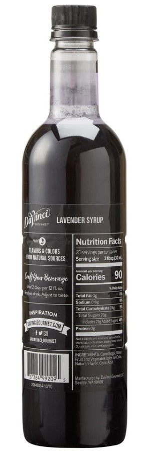 DaVinci Naturals Flavored Syrups - 750 ml. Plastic Bottle: Lavender