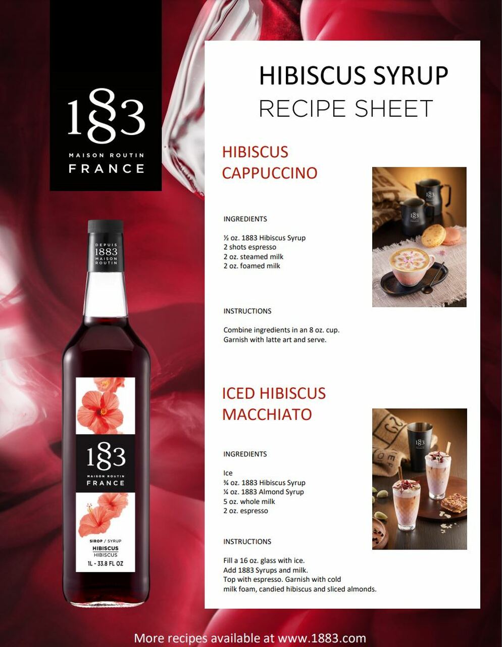 1883 Classic Flavored Syrups - 1L Plastic Bottle: Hibiscus