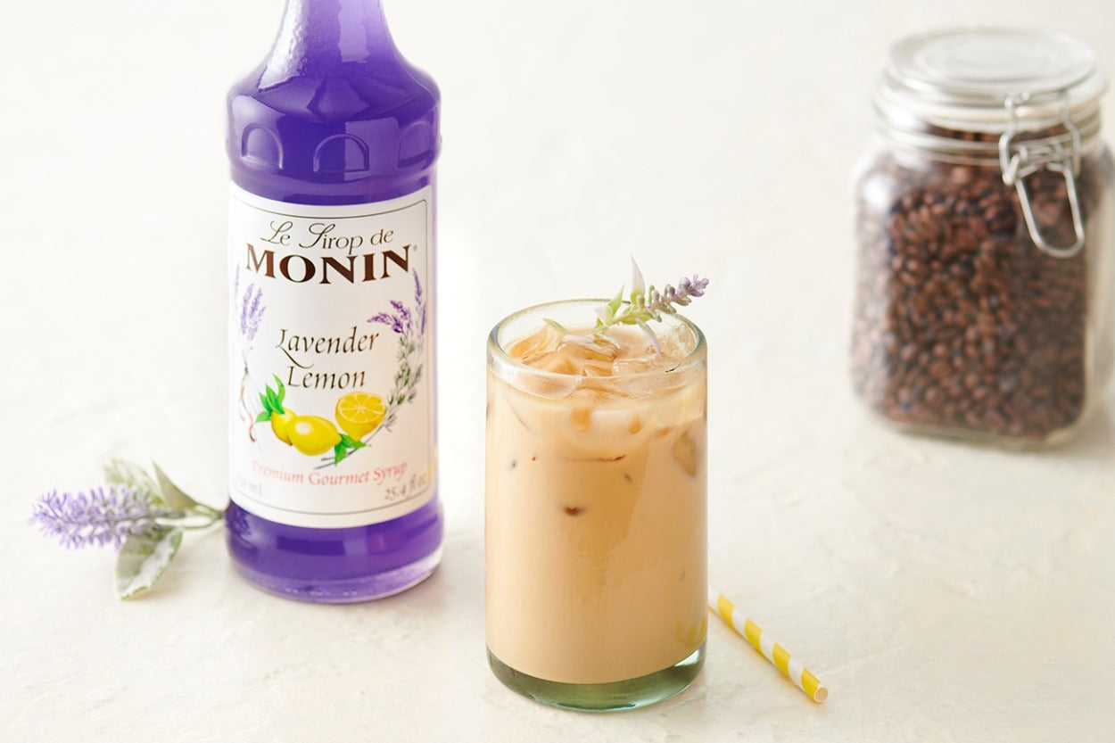 Monin Classic Flavored Syrups - 750 ml. Glass Bottle: Lavender Lemon