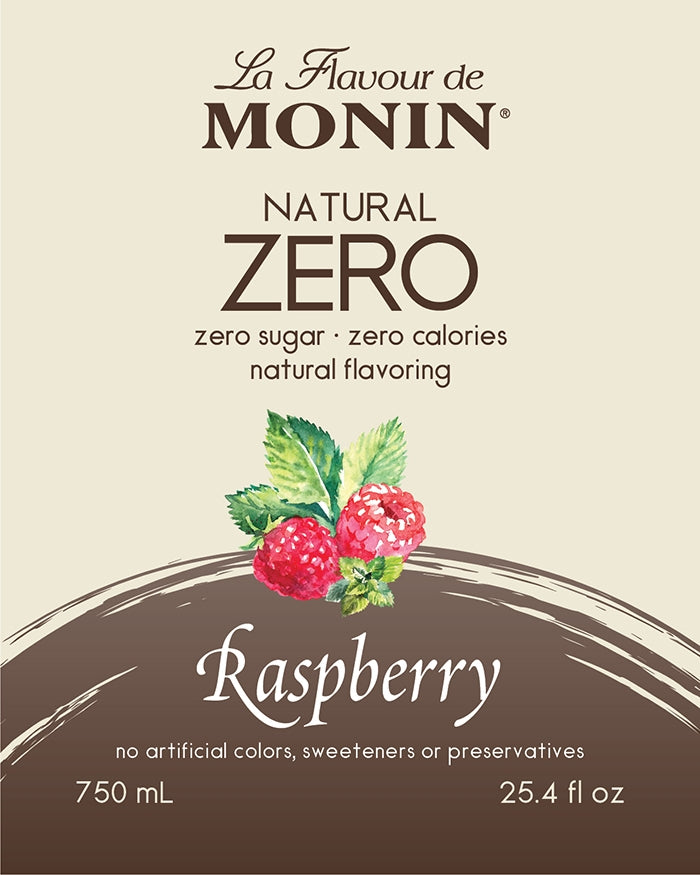 Monin Zero Calorie Flavored Syrups - 750 ml. Glass Bottle: Raspberry