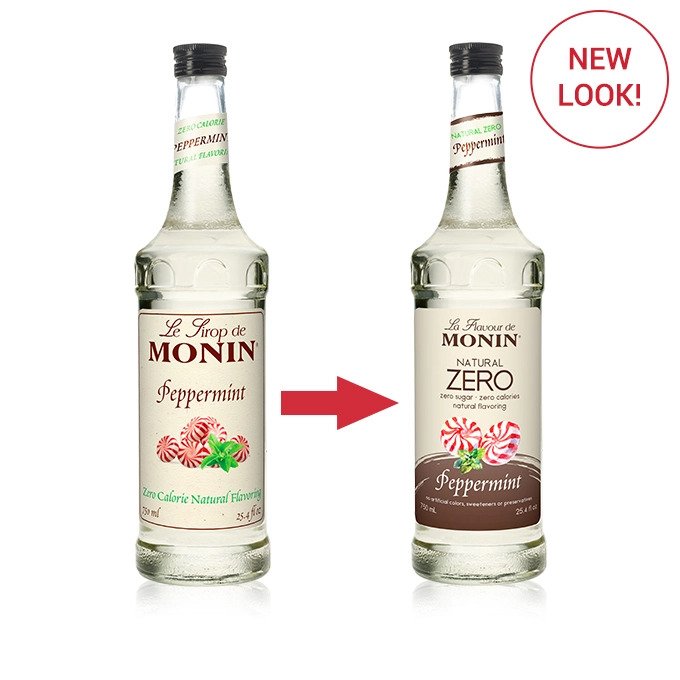 Monin Zero Calorie Flavored Syrups - 750 ml. Glass Bottle: Peppermint
