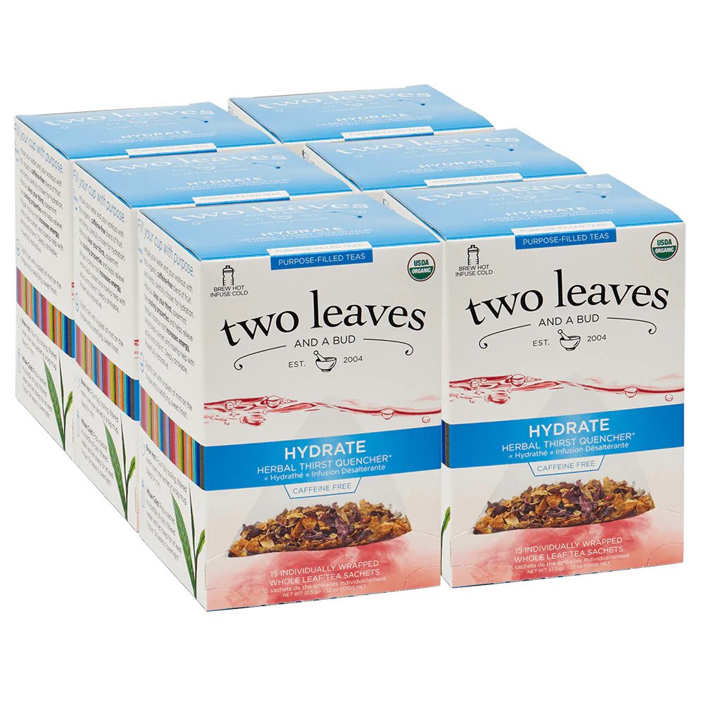 Two Leaves Tea - Box of 15 Tea Sachets: Organic Hydrate Tea