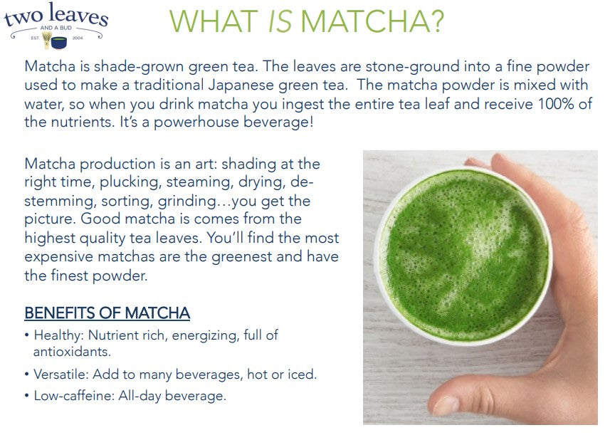 Two Leaves Tea: Everyday Matcha (unsweetened) - 500g Bulk Bag