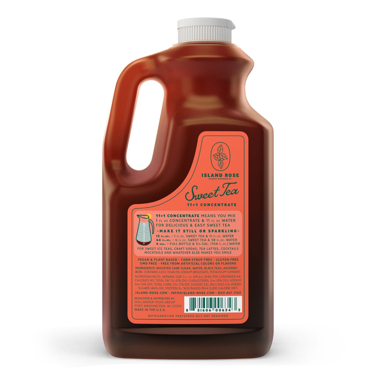 Island Rose Gourmet Tea - 64oz Plastic Bottle: Southern Style Sweet Tea Concentrate