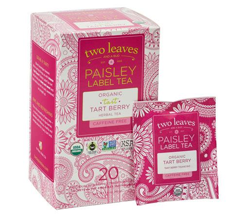 Two Leaves Tea - Box of 20 Paisley Label Tea Bags: Tart Berry