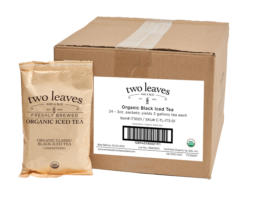 Two Leaves Tea: Organic Black - Box of 24 3oz. Pouches Loose Leaf Iced Tea