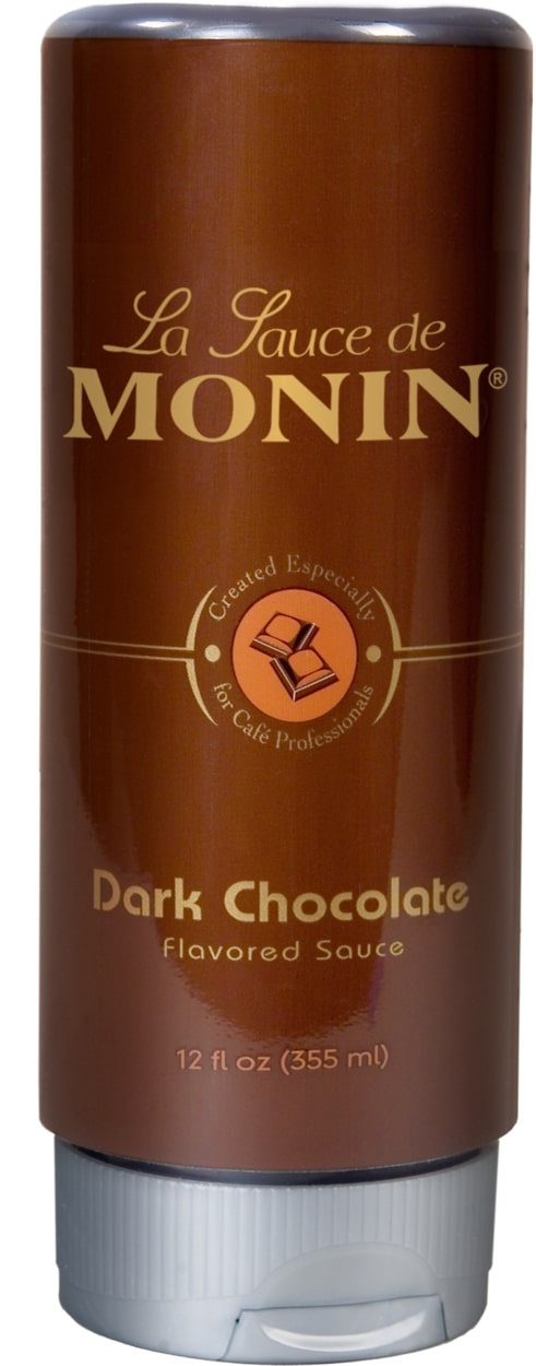Dark Chocolate Sauce - Monin Gourmet - Case of six 12oz squeeze bottles