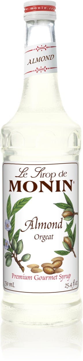 Monin Classic Flavored Syrups - 750 ml. Glass Bottle: Almond