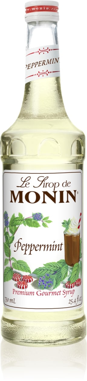 Monin Classic Flavored Syrups - 750 ml. Glass Bottle: Peppermint