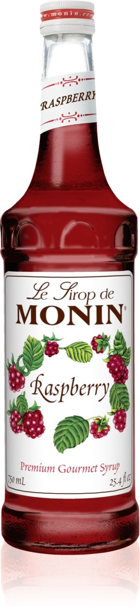 Monin Classic Flavored Syrups - 750 ml. Glass Bottle: Raspberry