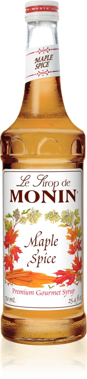 Monin Classic Flavored Syrups - 750 ml. Glass Bottle: Maple Spice