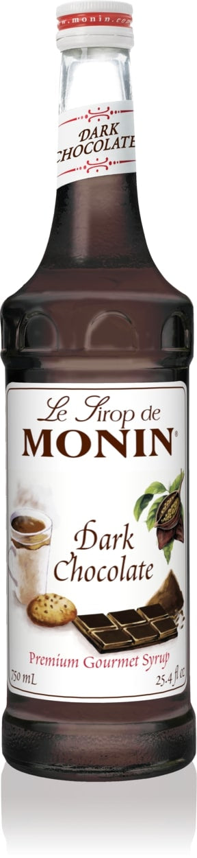 Monin Classic Flavored Syrups - 750 ml. Glass Bottle: Chocolate, Dark