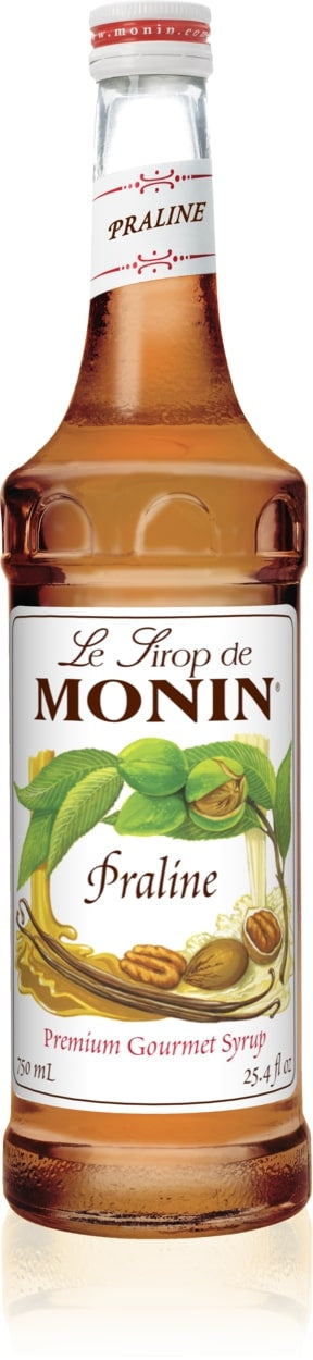 Monin Classic Flavored Syrups - 750 ml. Glass Bottle: Pralines