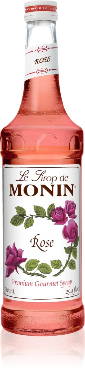 Monin Classic Flavored Syrups - 750 ml. Glass Bottle: Rose