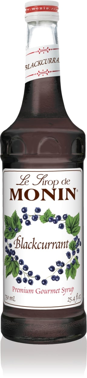 Monin Classic Flavored Syrups - 750 ml. Glass Bottle: Blackcurrant