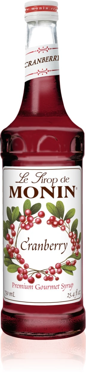 Monin Classic Flavored Syrups - 750 ml. Glass Bottle: Cranberry