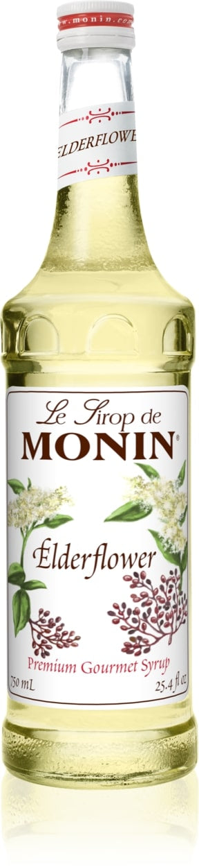 Monin Classic Flavored Syrups - 750 ml. Glass Bottle: Elderflower