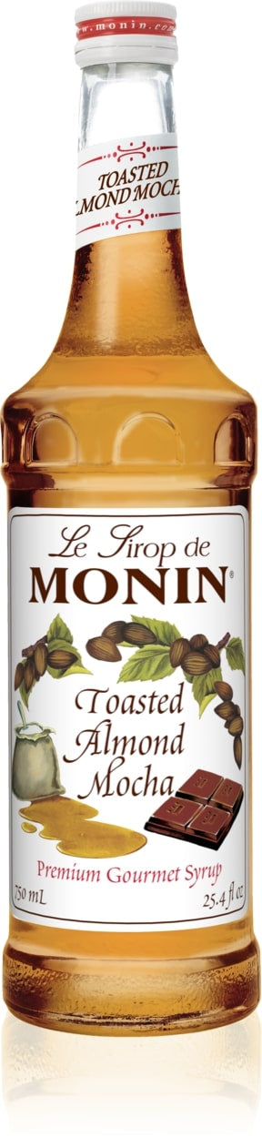 Monin Classic Flavored Syrups - 750 ml. Glass Bottle: Toasted Almond Mocha