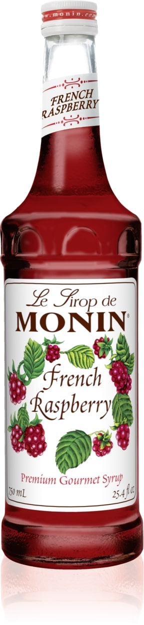 Monin Classic Flavored Syrups - 750 ml. Glass Bottle: Raspberry, French