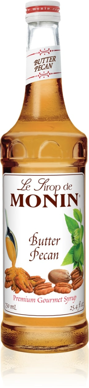 Monin Classic Flavored Syrups - 750 ml. Glass Bottle: Butter Pecan