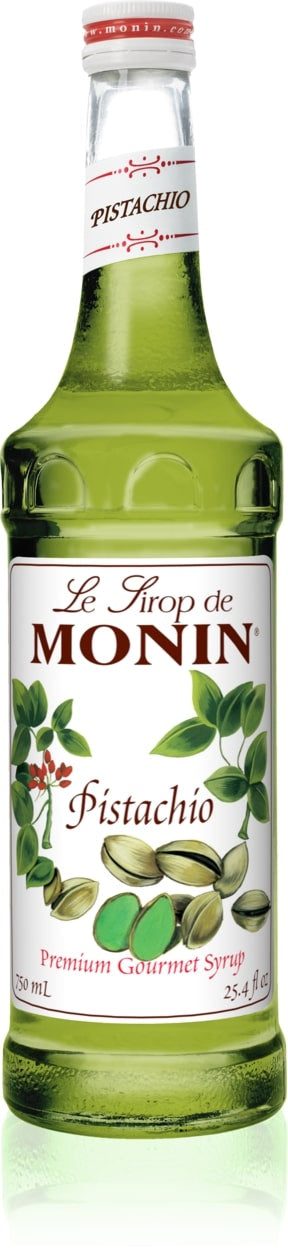 Monin Classic Flavored Syrups - 750 ml. Glass Bottle: Pistachio