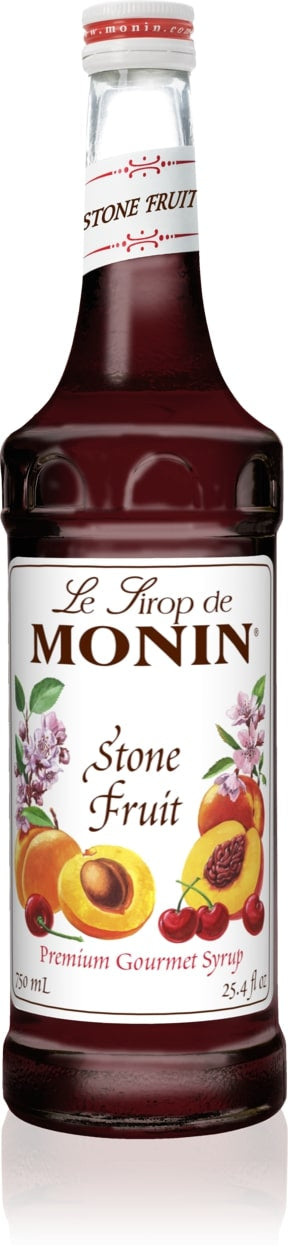 Monin Classic Flavored Syrups - 750 ml. Glass Bottle: Stone Fruit