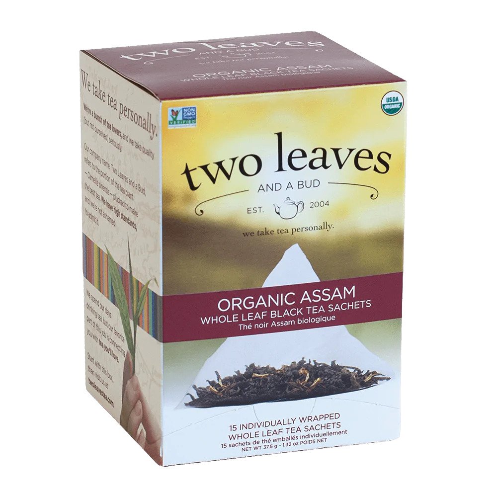 Two Leaves Tea - Box of 15 Tea Sachets: Organic Assam, The Original Breakfast Tea