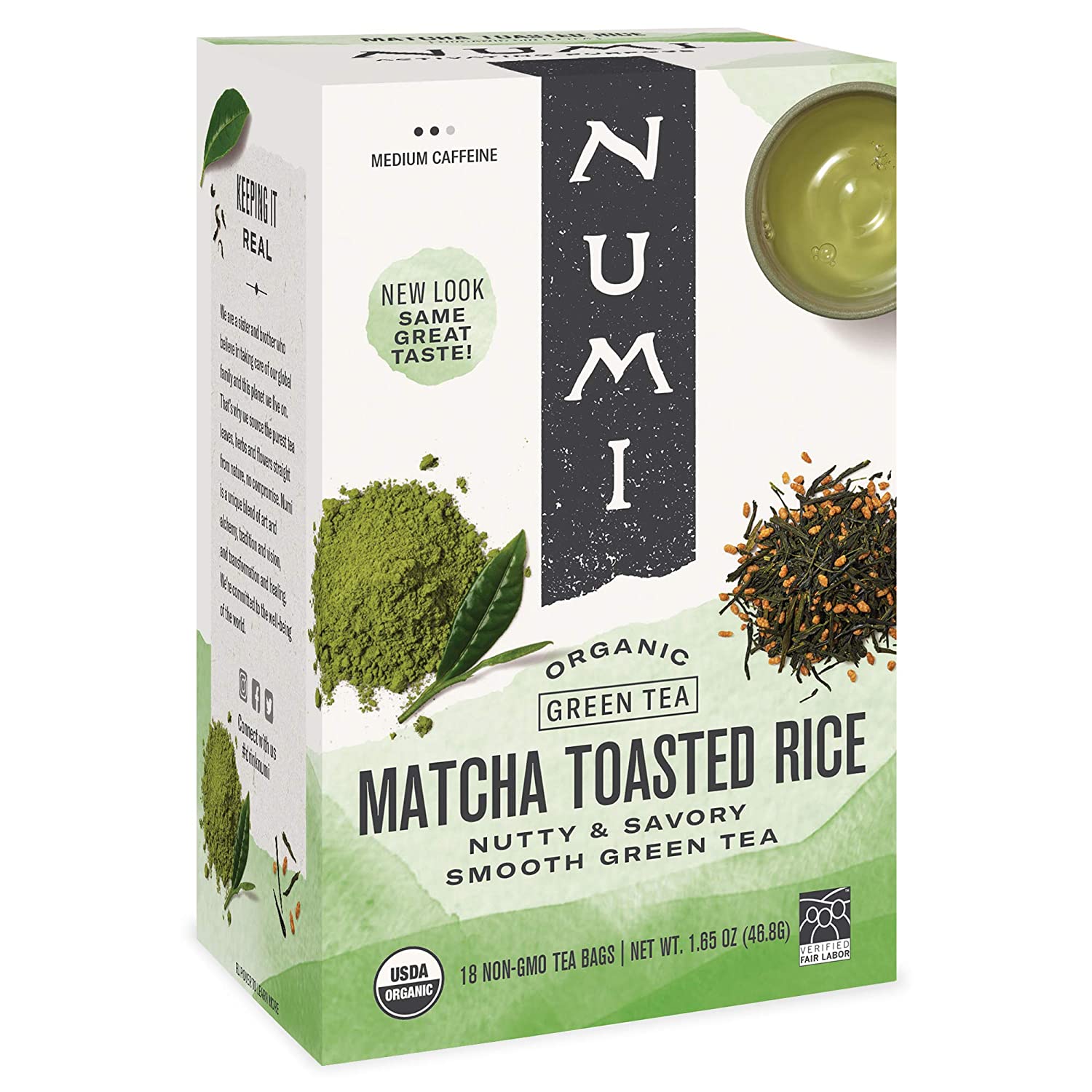 Numi Tea - Box of 18 Single Serve Packets: Matcha Toasted Rice